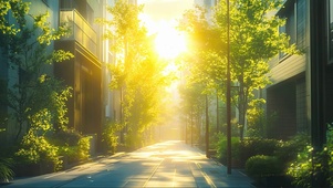 绿色氧气清晨阳光城市