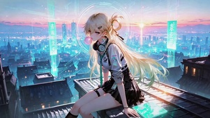 赛博都市天台美少女琳奈