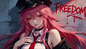 粉发红瞳酷帅警服美少女