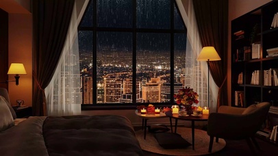 雨天城市夜景书房