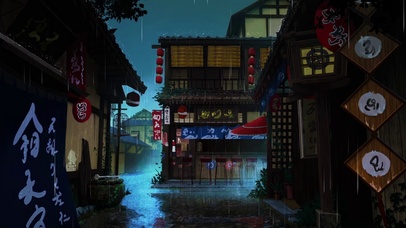 和风雨中街道