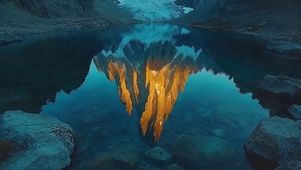 静谧高山湖泊倒影