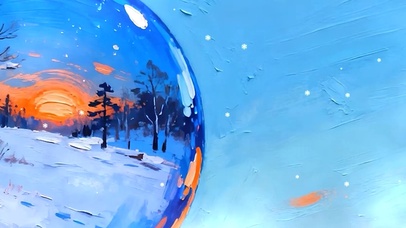 雪景水晶玻璃球带鱼屏宽屏