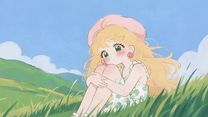 山野上的金发少女