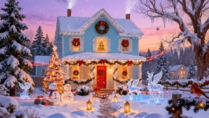 新年圣诞冬雪小屋