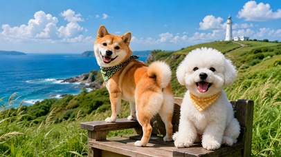 海边可爱萌犬治愈风光
