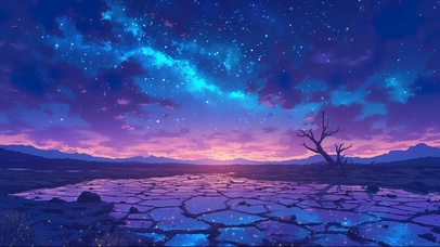 梦幻星夜静谧沼泽