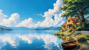 唯美蓝色湖面