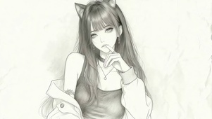 素描纯欲风猫耳女神