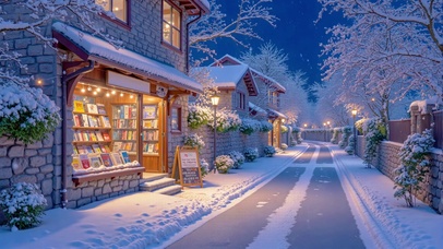 雪夜暖灯书店