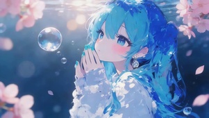 水下樱花可爱女孩
