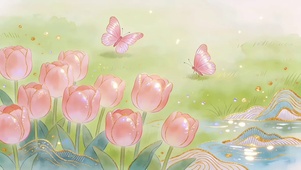 粉郁初绽蝶赴春光