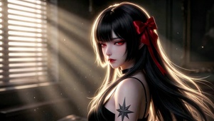 光影红眸美女