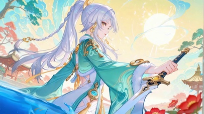 水中持剑白毛少女-兹白