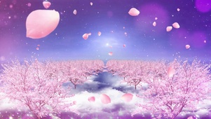 绚烂星空桃花成群花瓣飞舞唯美