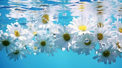 清新水中小雏菊