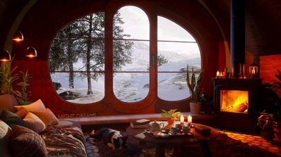 4K舒适的冬季小屋