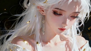 清纯纯欲白发精灵耳古风美人