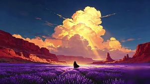 夕阳薰衣草花海侠影