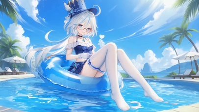 唯美泳装白丝美少女