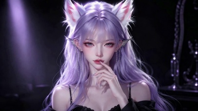 紫发猫耳二次元魅惑少女