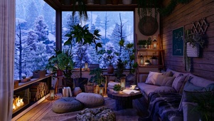 温馨雪天小屋