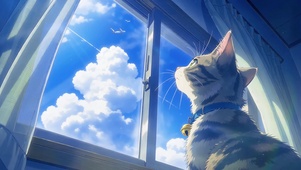 仰望天空的猫
