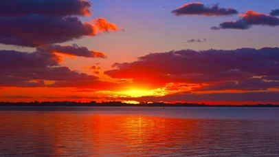 4K唯美湖边日出朝霞