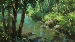 绿色护眼森林溪流