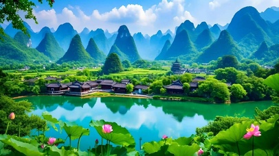 绿色护眼桂林山水