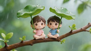 雨天荷叶 小人物