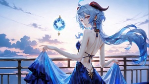 优雅礼裙背影女孩甘雨