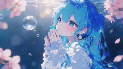 水下樱花可爱女孩