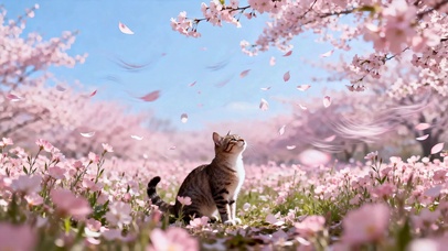 樱花树下的小猫