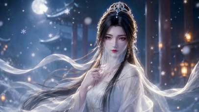 古风雪夜轻纱美人