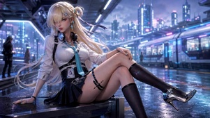 赛博都市金发美少女