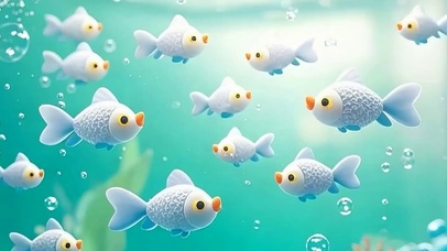 夏天海底游鱼带鱼屏