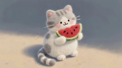 可爱西瓜猫咪