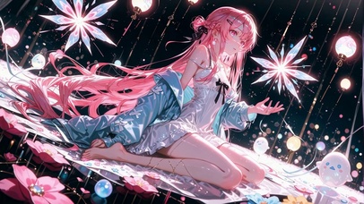 二次元粉发长腿少女