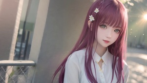 清纯阳台衬衫少女