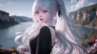 双马尾白发女神
