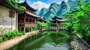 山水亭楼美景