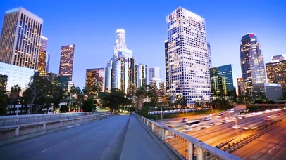 4K 高清 洛杉矶市中心日落