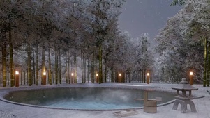 冬季温泉氛围