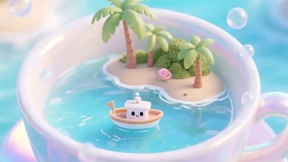 夏天小清新河流带鱼屏