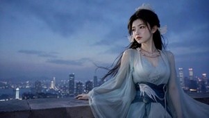 蓝调夜空古风都市女神
