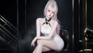 甜酷银发二次元美少女