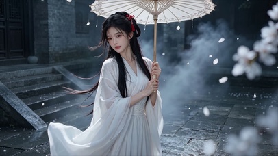 撑伞美女