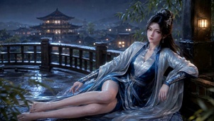 古风雨夜清冷美人