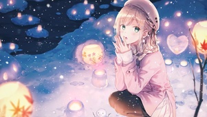 雪中灯火少女